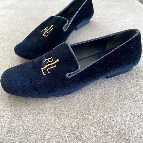 Lauren Ralph Lauren Shoes - Lauren Ralph Lauren Brooke Velvet Monogram Flats